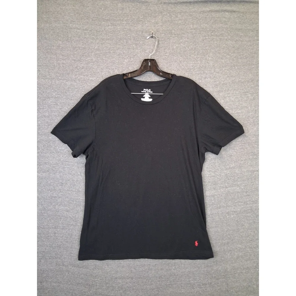 Polo Ralph Lauren Mens Shirt Large‎ Black Small Pony Tee Crew Pullover Preppy